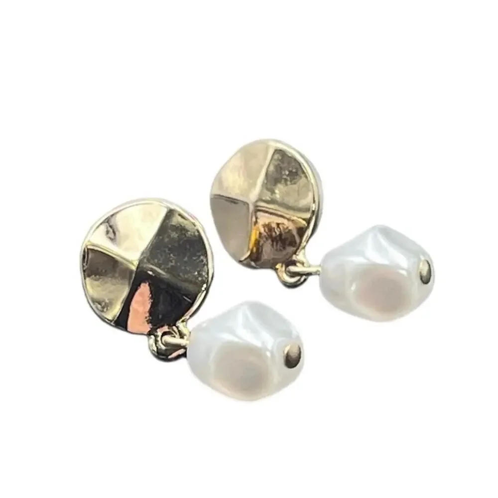 J. Crew White Faux Pearl Dangle Gold Tone Earrings‎